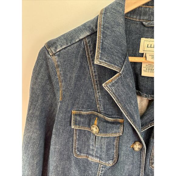 Vtg LL Bean Denim Barn Jacket Womens M Stretch DTD3 Chore Coat Casual Country - Picture 3 of 15